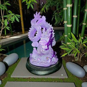 Purple Dragon Feng Shui Statue Resin Fortune Wealth Prosperity Desk Shelf Decor